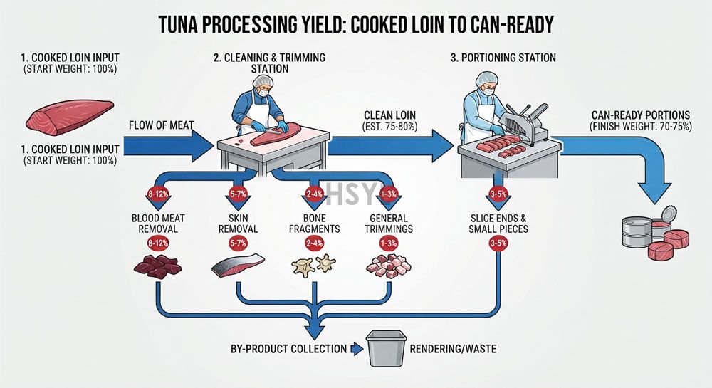 Loin Cleaning and Trimming Yield: From Cooked Tuna to Can-Ready Portions(pic2)