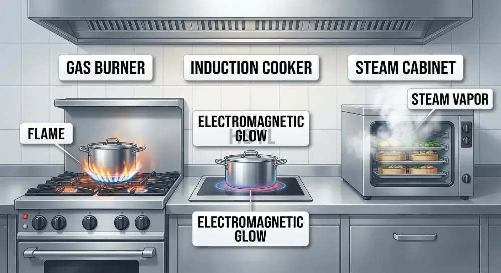 Commercial Kitchen Heat Source Comparison: Gas vs Induction vs Steam(pic1)