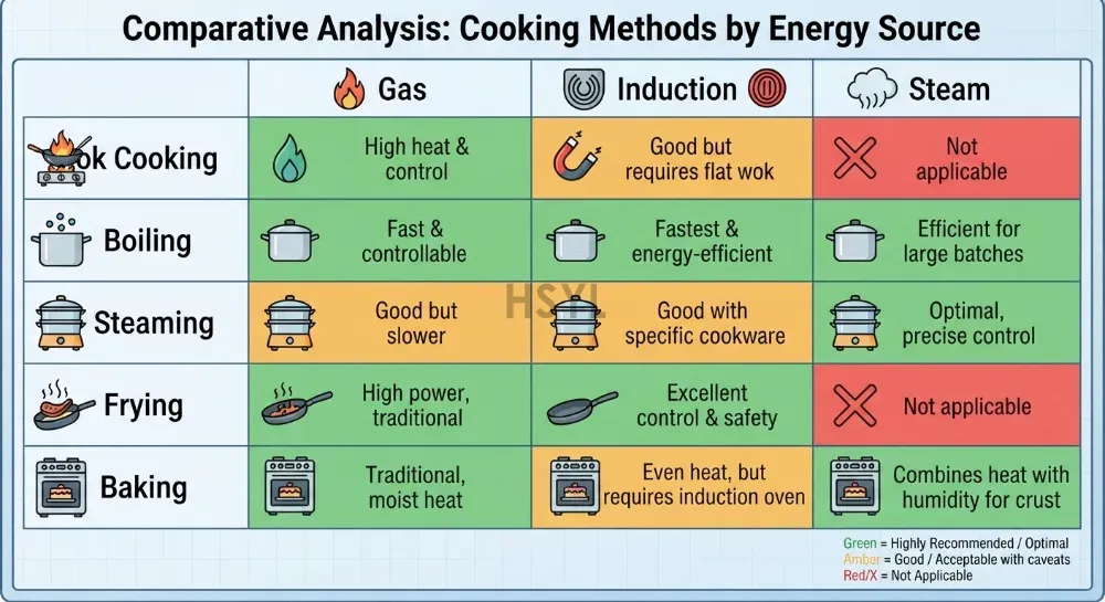 Commercial Kitchen Heat Source Comparison: Gas vs Induction vs Steam(pic3)