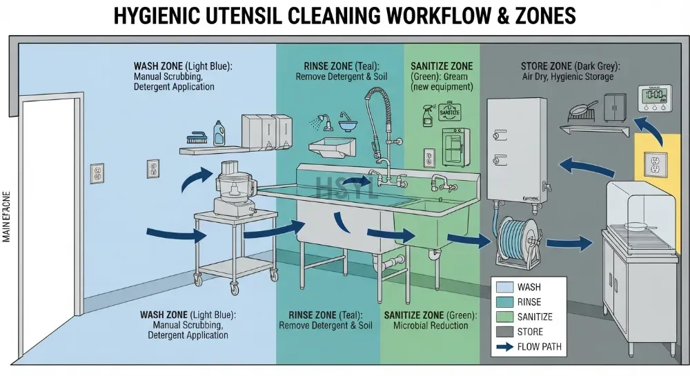 Commercial Kitchen Cleaning Zone Design: Soil Type, Method and CIP Integration(pic2) Commercial Kitchen Cleaning Zone Design: Soil Type, Method and CIP Integration(pic2)
