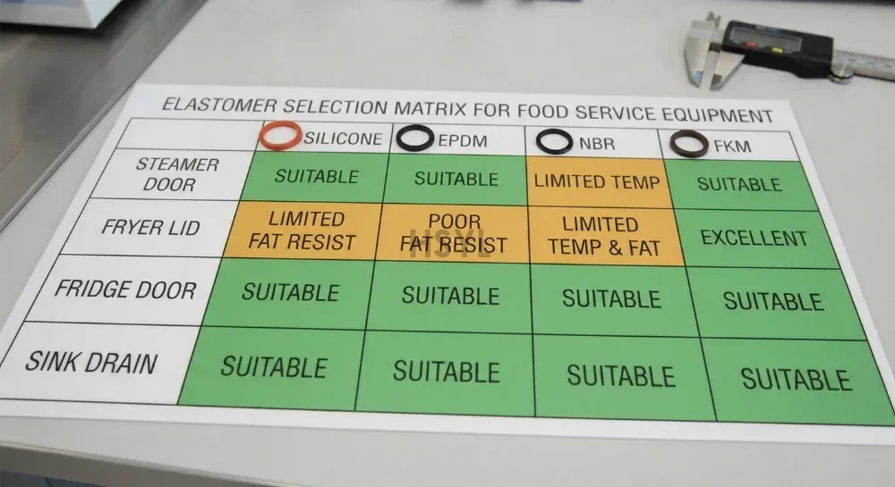Commercial Kitchen Gasket and Seal Selection: Food-Grade Silicone, EPDM, NBR and FKM(pic3) Commercial Kitchen Gasket and Seal Selection: Food-Grade Silicone, EPDM, NBR and FKM(pic3)